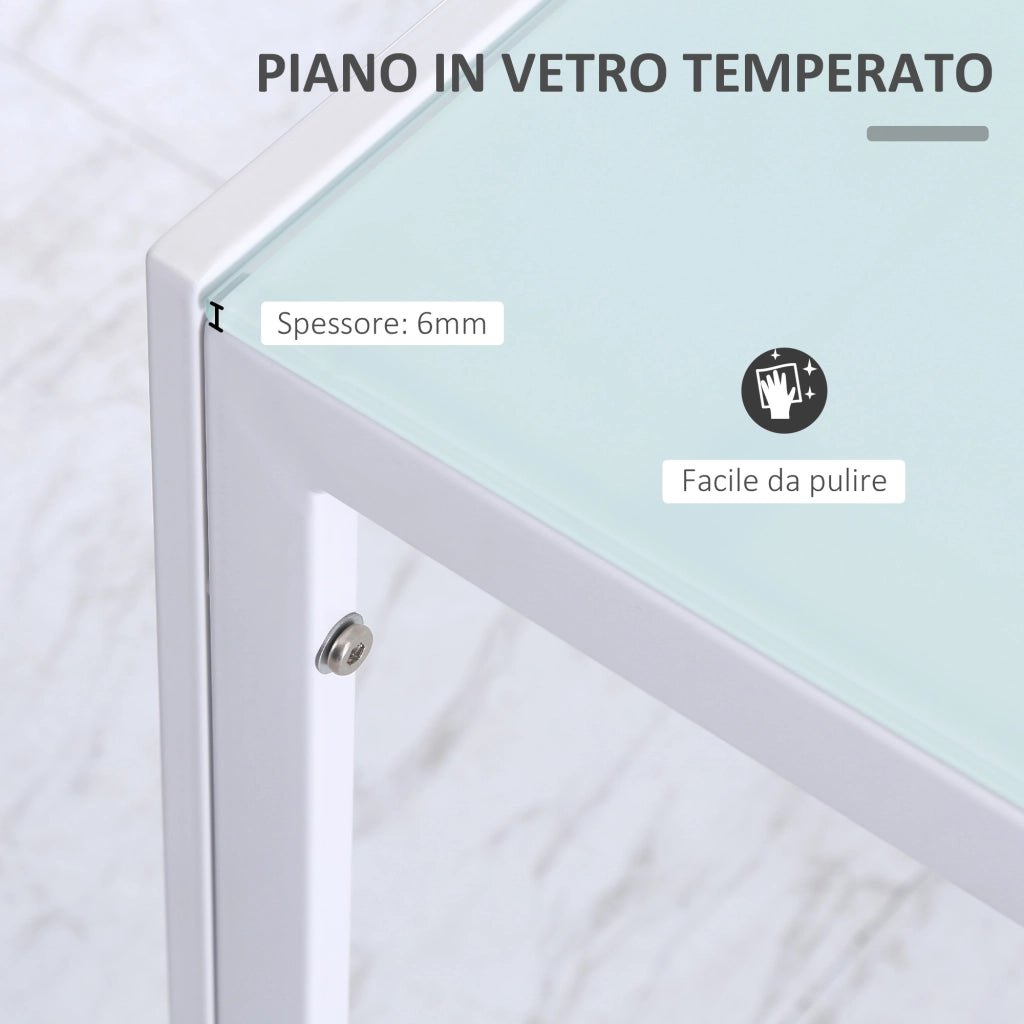 Tavolo da pranzo rettangolare allungabile 4 persone ¨C Xylo ¨C vetro temperato metallo bianco 120x60x75 cm