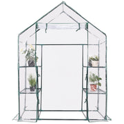 Serra da giardino a 3 livelli in PVC per piante fiori ed erbe, Serra con scaffali 143x73x195cm-Serre da giardino