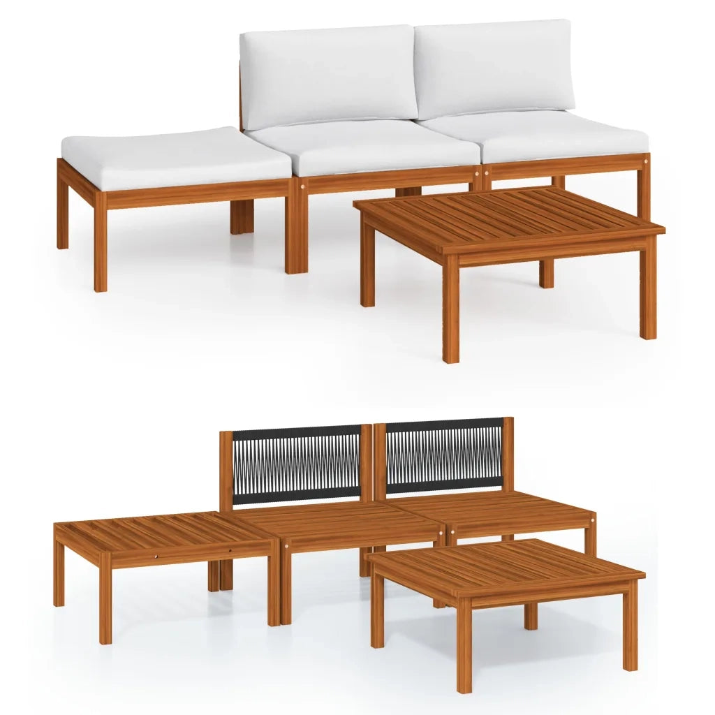 Set da giardino 4 pezzi con cuscini crema 63x63 cm 3057903