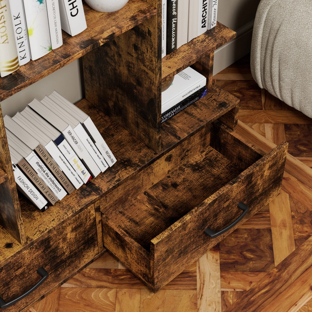 LIBRERIA con 2 cassetti 130,2x34,7x17,2 cm Marrone Metallo e Legno