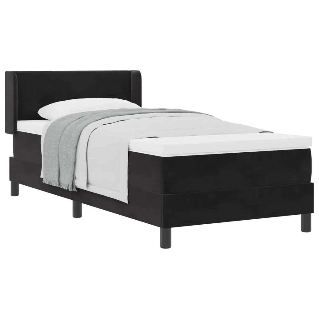 Letto a molle con materasso Nero 190 x 90 cm Poliestere