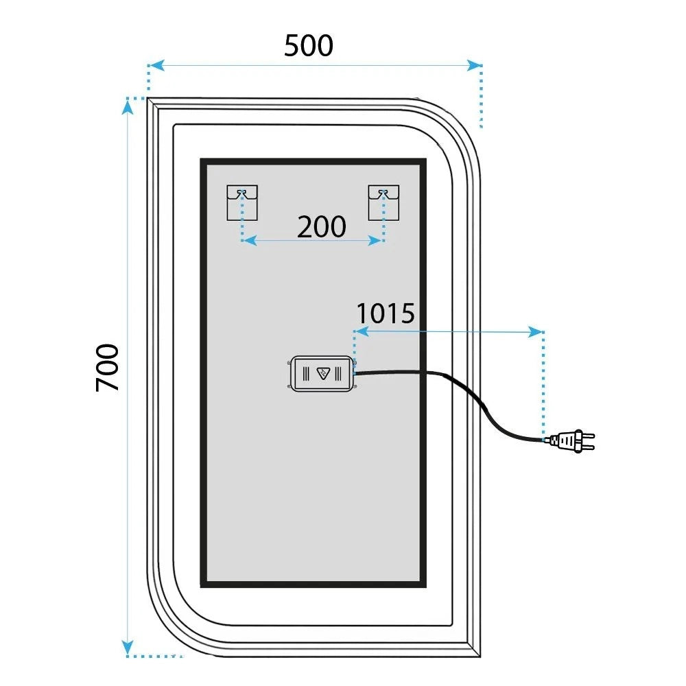 Specchio Led Zone 70x50 Black