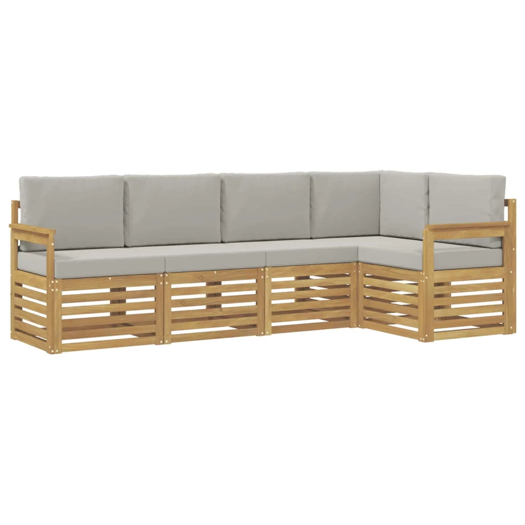 Set di divani da esterno 5 pcs Bianco e Grigio Chiaro 3391821