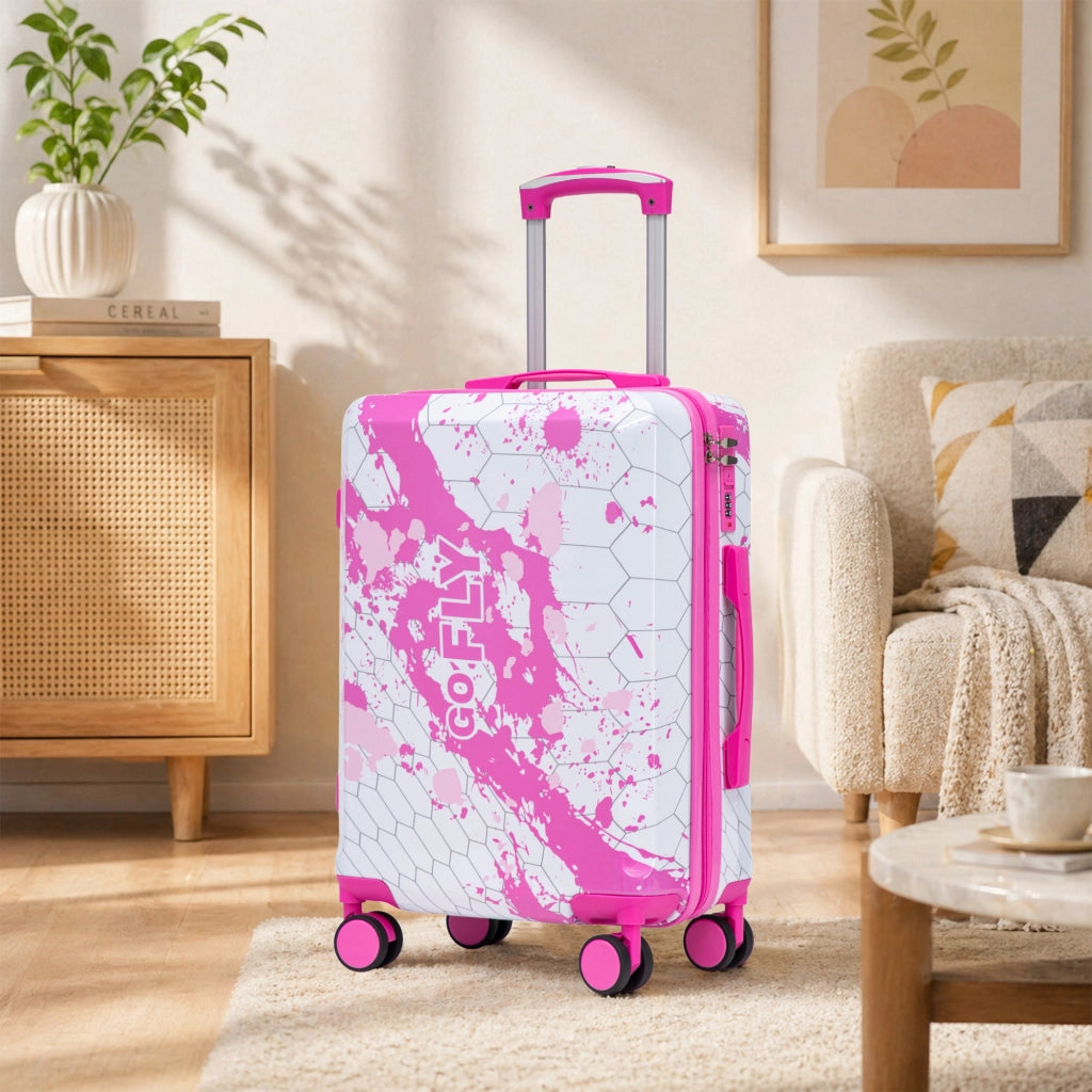 Valigia rigida da 20 pollici con ruote piroettanti, lucchetto a combinazione, struttura in PC rosa 39 × 23,5 × 56 cm