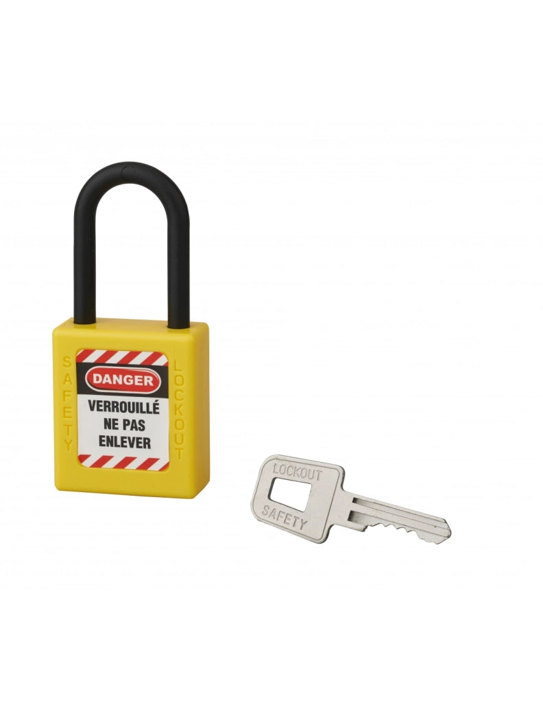 Lucchetto con arco in nylon Ø 6 x 38 mm, giallo – THIRARD