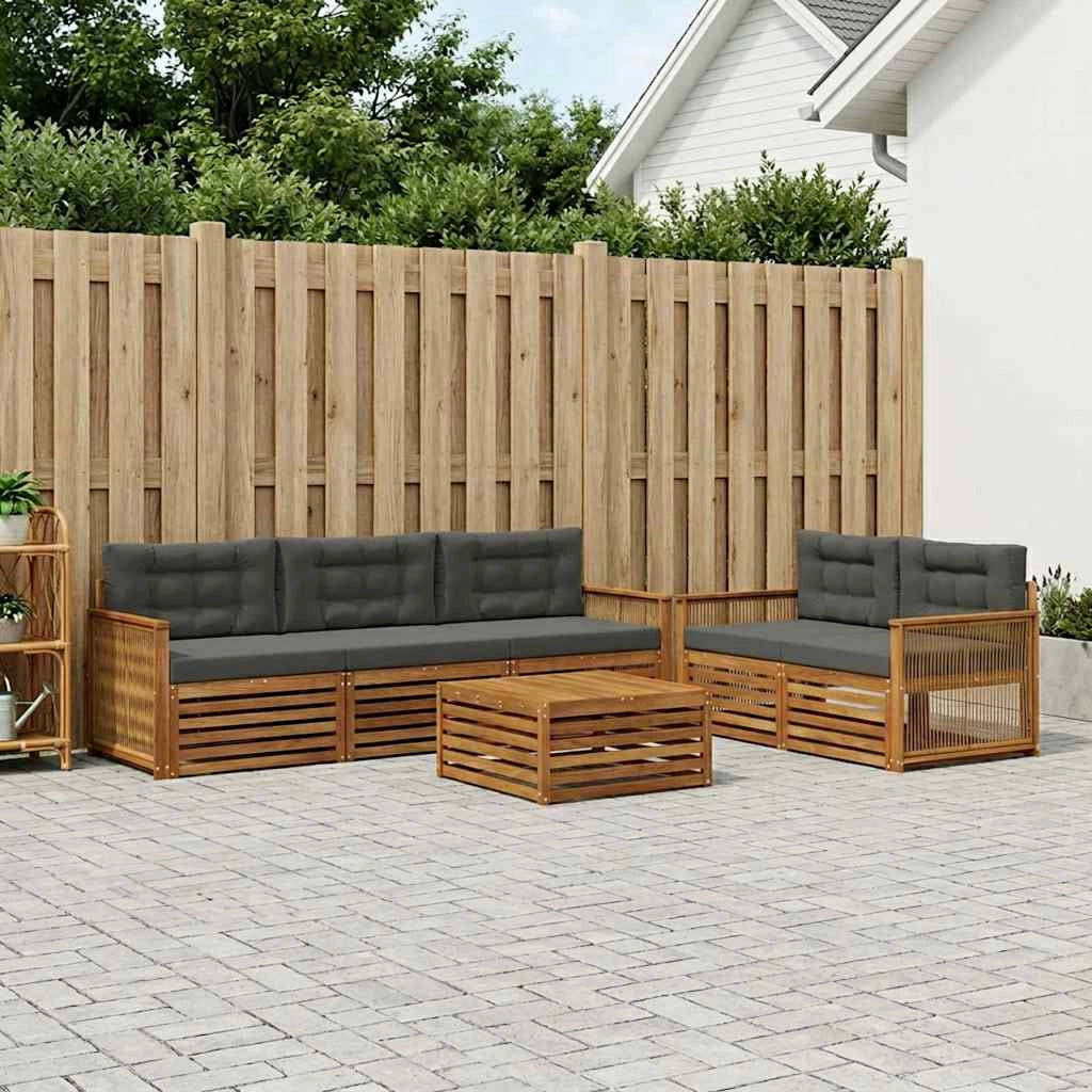 Set di divani da esterno 7 pz Naturale e Antracite 3383060