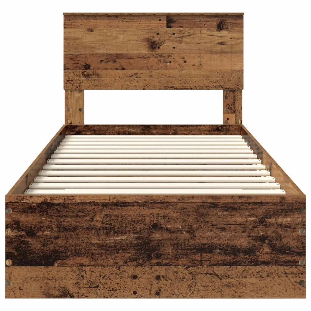 Letto singolo | Letto per adulti | Struttura del letto Legno vecchio 90 x 190 cm Legno multistrato