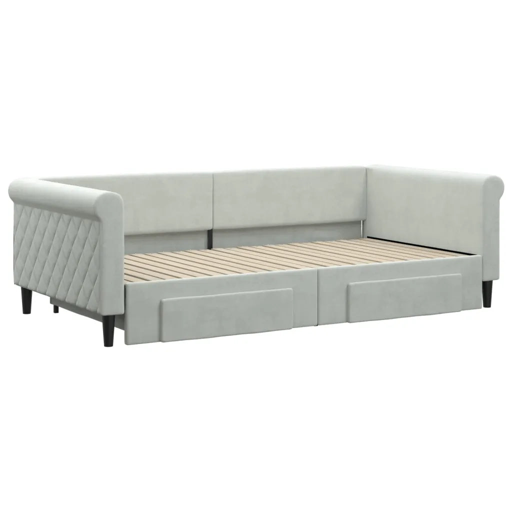 Divano letto | Sof¨¤ letto | Letto singolo Estraibile Cassetti Grigio Chiaro 100x200 Velluto