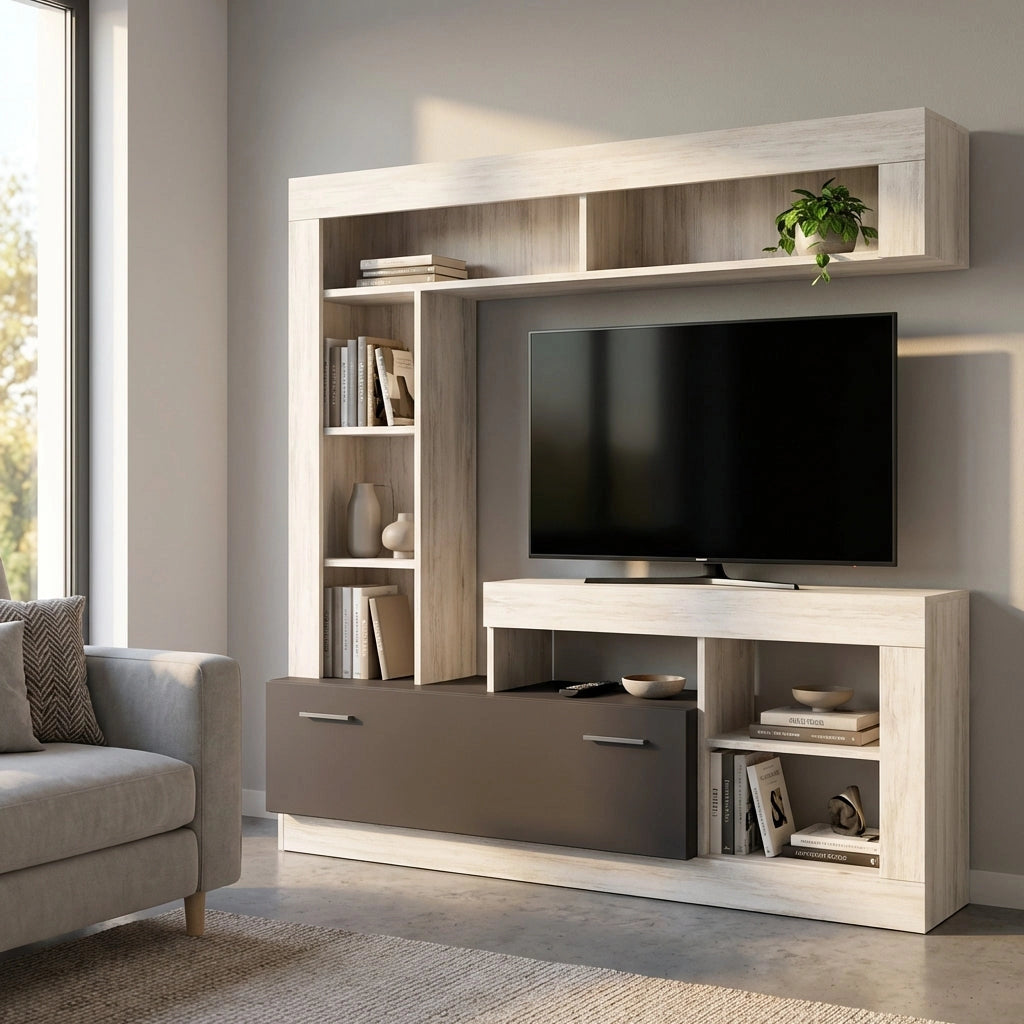 Parete Attrezzata per Soggiorno in Legno Composito cm 185x40x90 - GABE