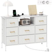 Cassettiera 8 cassetti in tessuto con presa di corrente ¨C Minimal ¨C crema bianco