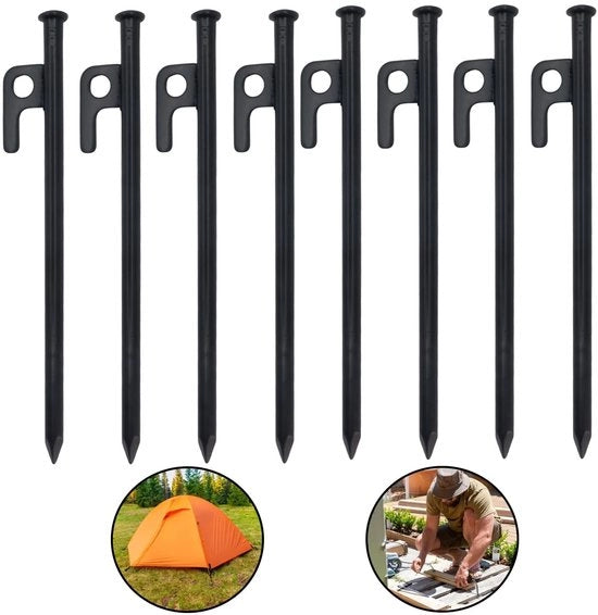Accessori per tende 8 pezzi in acciaio - Stabili chiodi per tenda - Accessori per campeggio - Fissaggi per giardino - Duraturo - Affidabile - Chiodi per tenda