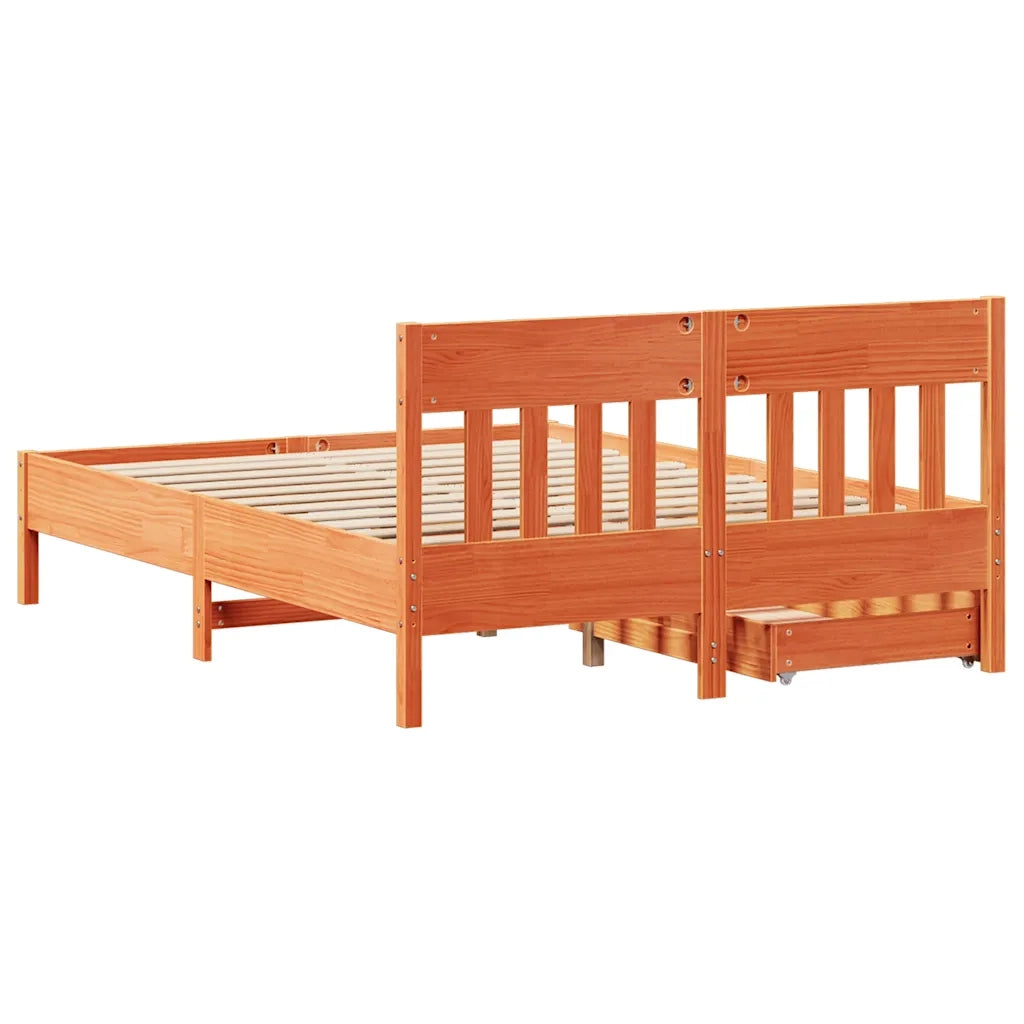 Letto senza Materasso-Struttura Letto Marrone Cera 120x200 cm in Legno di Pino 434208