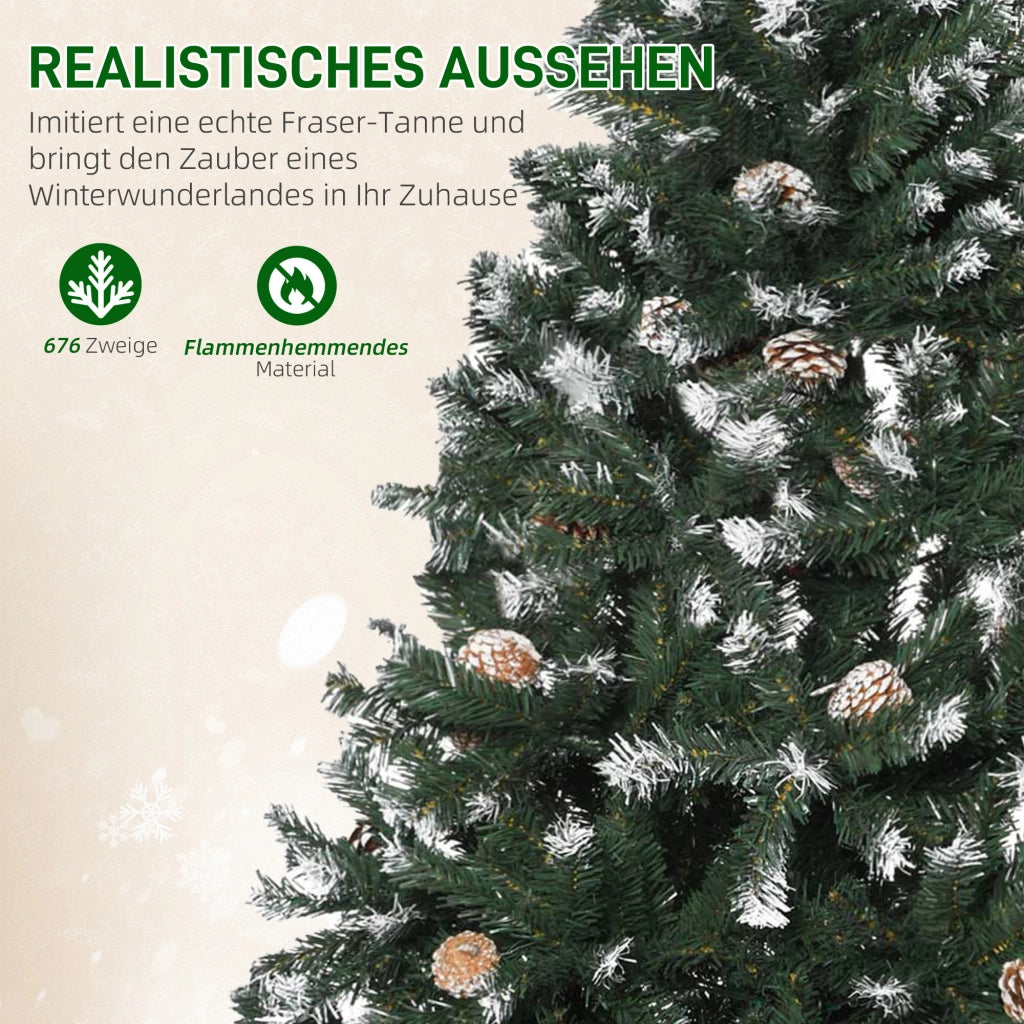 Albero di Natale Artificiale 180cm ¨C Xylo ¨C 676 Rami, 41 Pigne, Effetto Neve