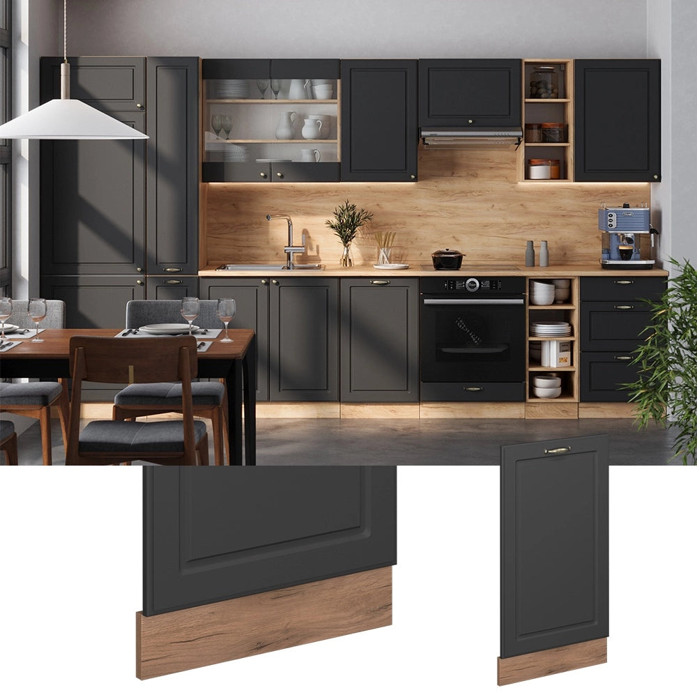 Pannello frontale della lavastoviglie Fame-Line Antracite-oro/Rovere dorato 45 cm senza piano di lavoro Vicco