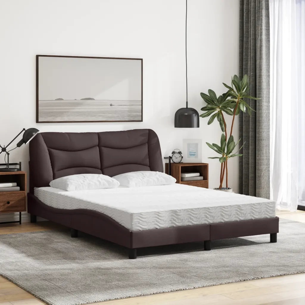 Letto con Materasso Hvar Marrone Scuro 120x200cm Tessuto