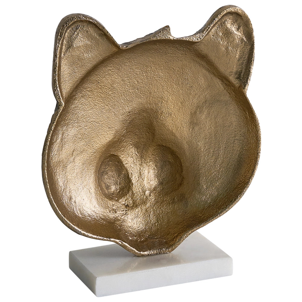 Figura decorativa in metallo dorato a forma di faccia di tigre Ornamento per la visualizzazione di ornamento decorativo