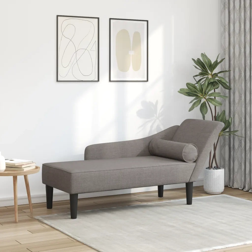 Chaise Longue con Cuscini Tortora in Tessuto 4007601