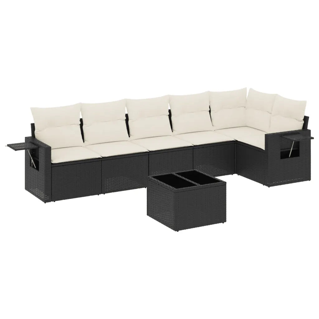 Set Divani da Giardino con Cuscini 7pz Nero Polyrattan 3220195