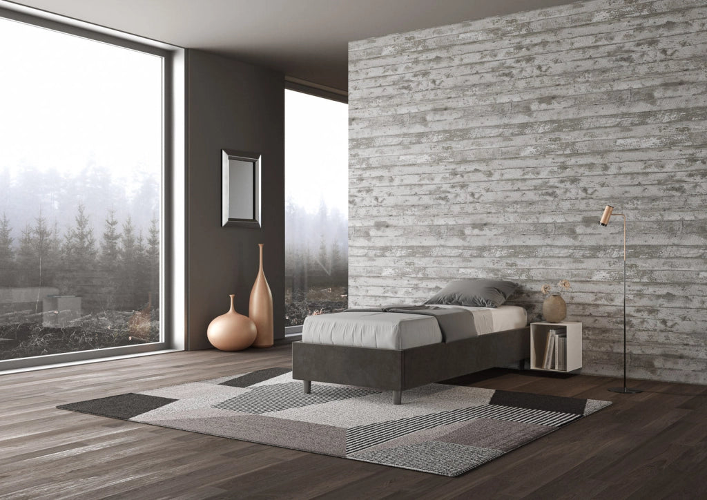 Letto Singolo Sommier 80x210 cm con Rete Azelia Grigio