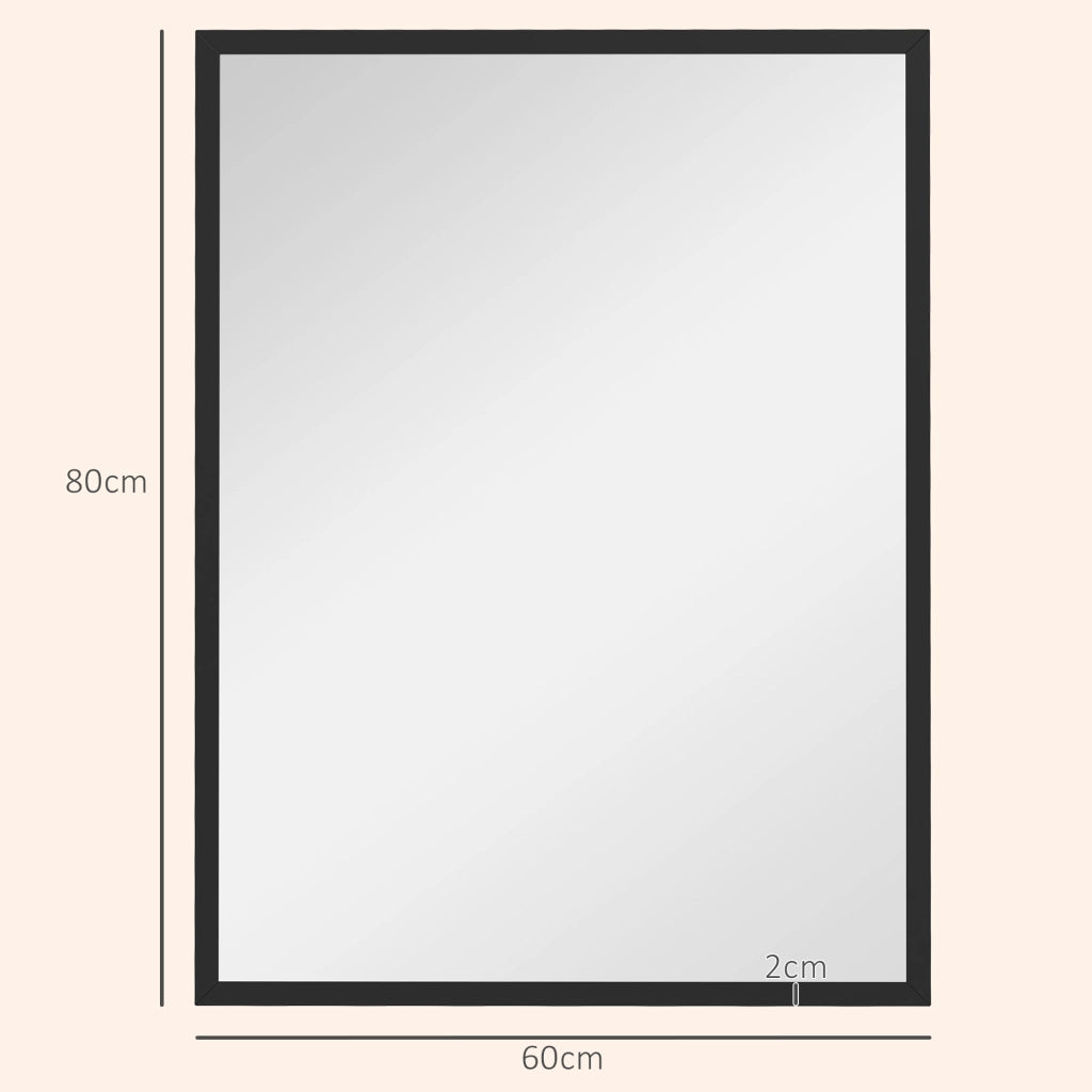 Specchio con Ganci ¨C Minimal ¨C Nero, Vetro e MDF, 60x80 cm