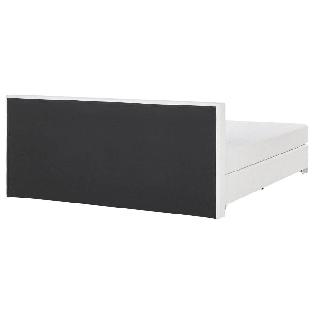 Letto continentale 180 x 200 cm in ecopelle bianca con materasso a molle insacchettate