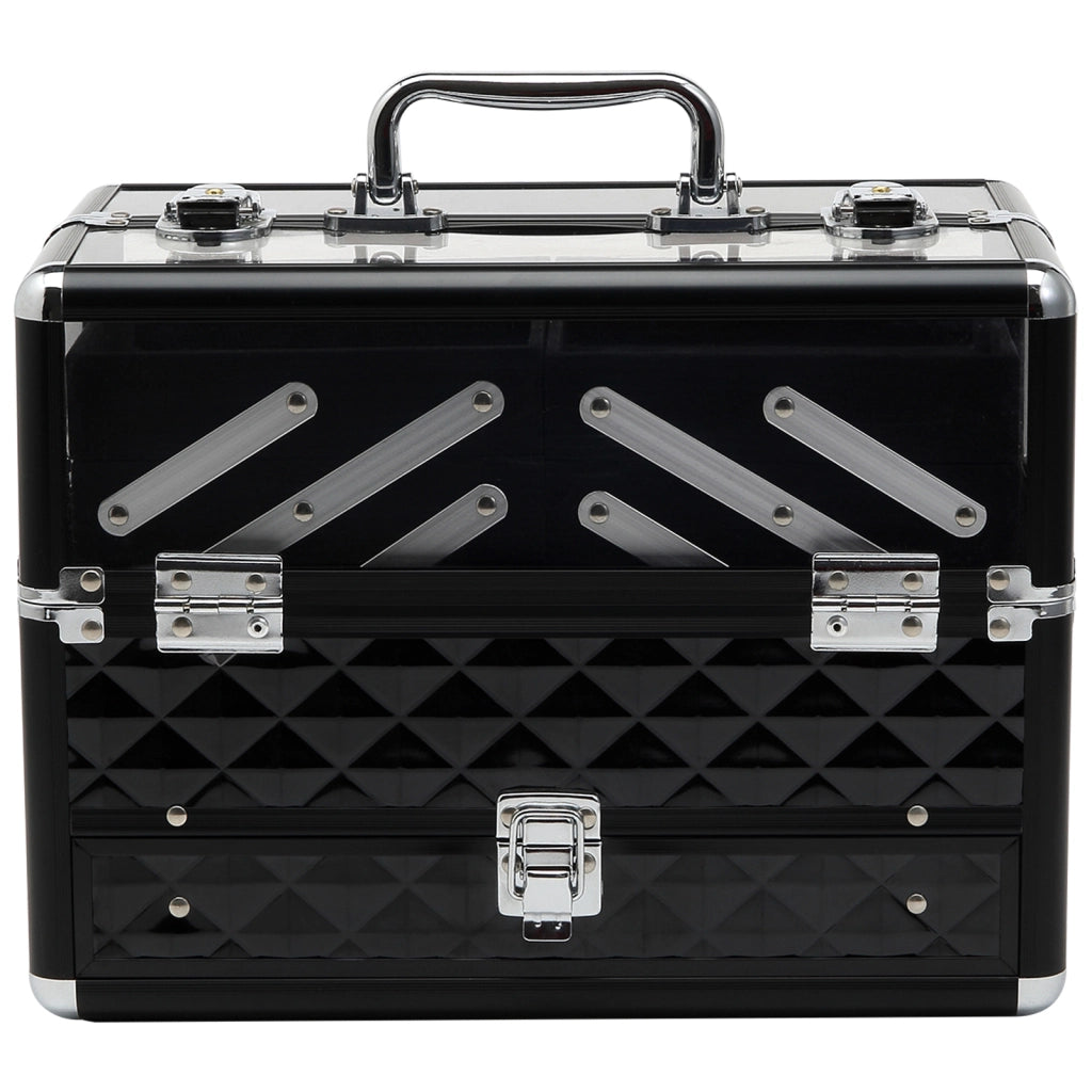Cofanetto Portagioie Trucco ¨C Xylo ¨C Alluminio con Vassoi Estraibili 30x18,5x22cm Nero