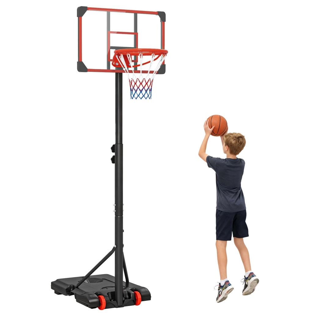 Canestro da Basket Regolabile 178-208 cm ¨C Xylo ¨C con Ruote e Base Riempibile Rosso e Nero