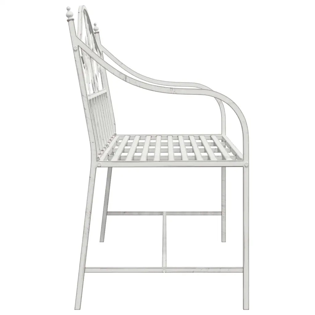 Panchina da Giardino | Panca da Giardino Bianco Antico 104 x 52,5 x 89 cm Acciaio