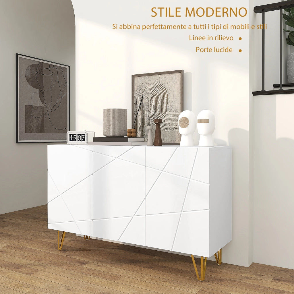 Armadio con Ripiani e Ante ¨C Minimal ¨C 120x40x75 cm, Bianco e Oro