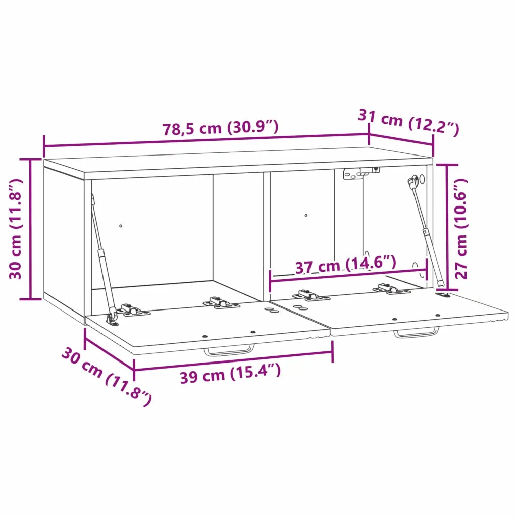Mobile TV da Muro | Armadietto TV | Mobile Porta TV Rovere Fumo 78,5 x 31 x 30 cm