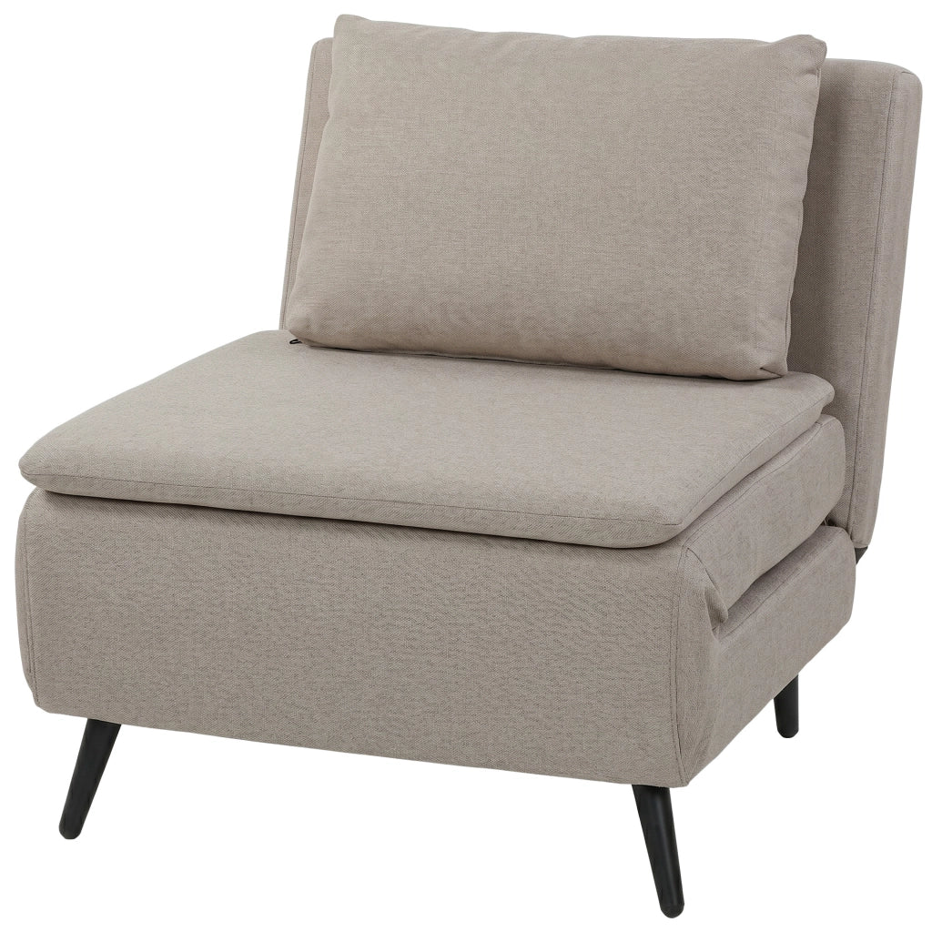 Divano Letto 1 Posto ¨C Minimal ¨C Marrone Chiaro con Cuscino e Dossier Regolabile