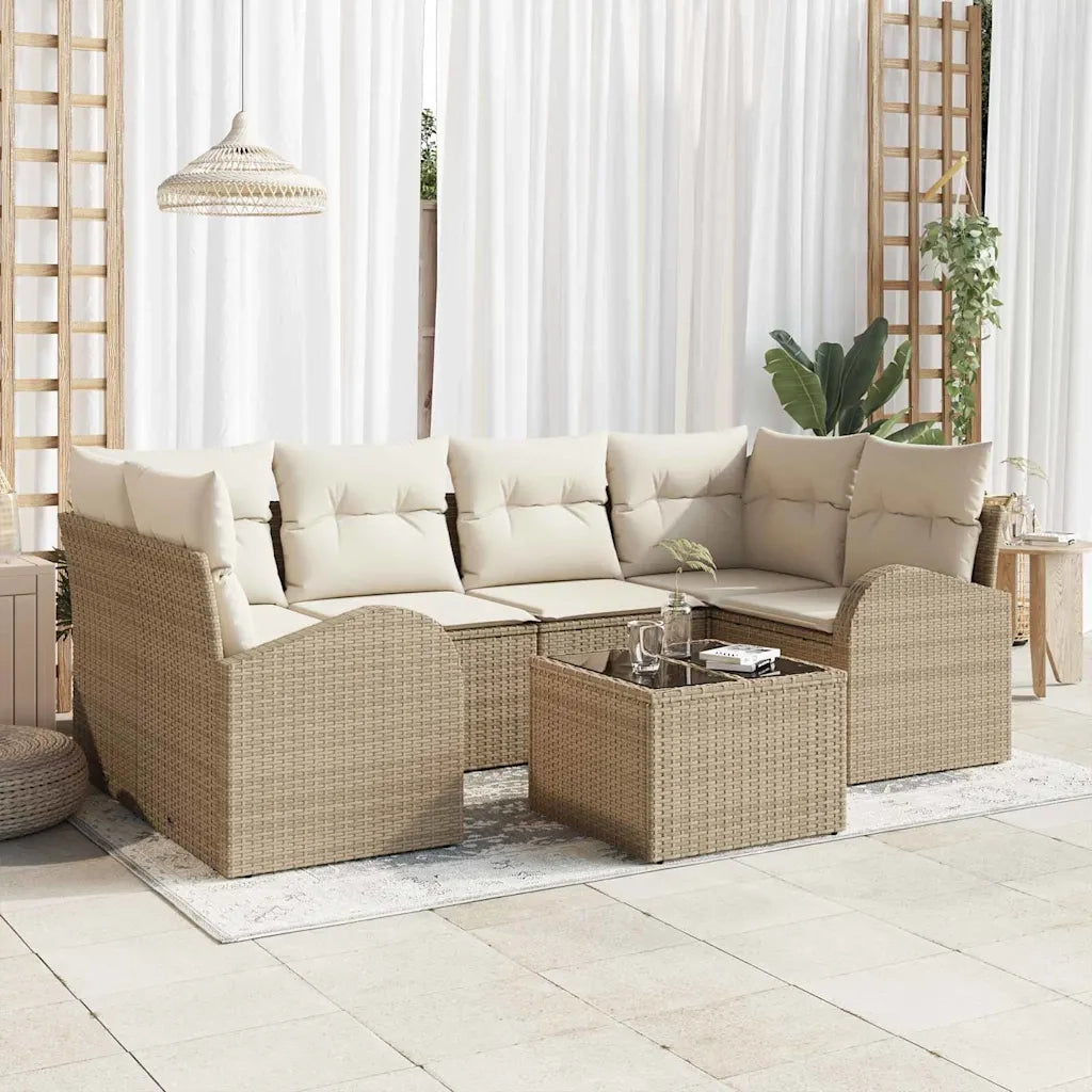Set Divano da Giardino Beige 55 x 55 x 37 cm polyrattan 3345941