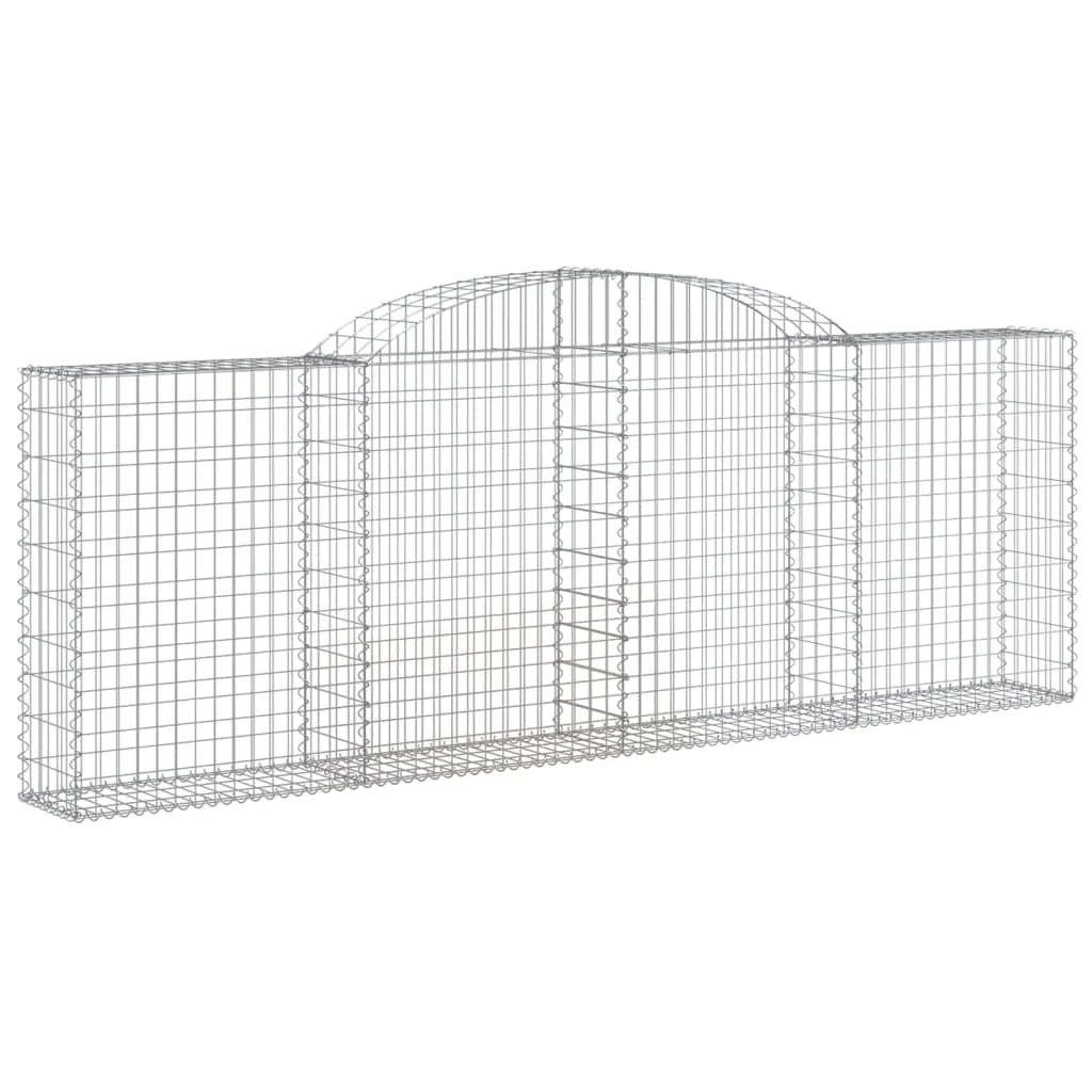 Cestini gabbioni recinzione a gabbia muro di contenimento ad arco 6 pezzi 300 x 30 x 100/120 cm ferro zincato argento 02_0041014