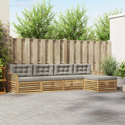 Set di divani da esterno 5 pz Bianco e Grigio Chiaro Poliestere 3390316