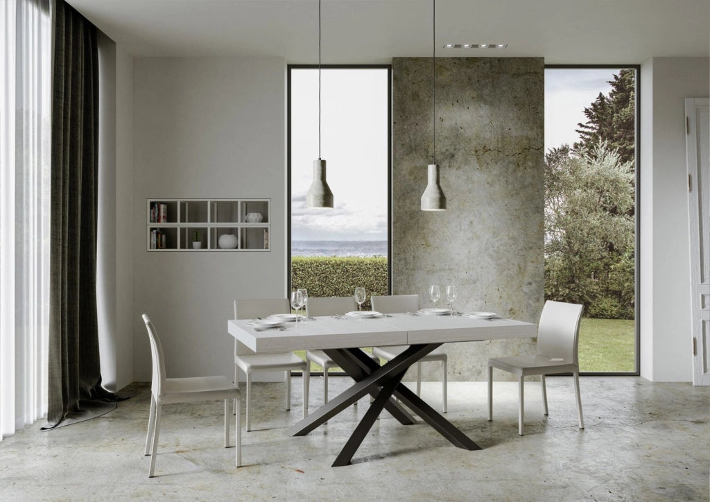 Tavolo allungabile 90x200/460 cm Volta Premium bianco frassino telaio Antracite