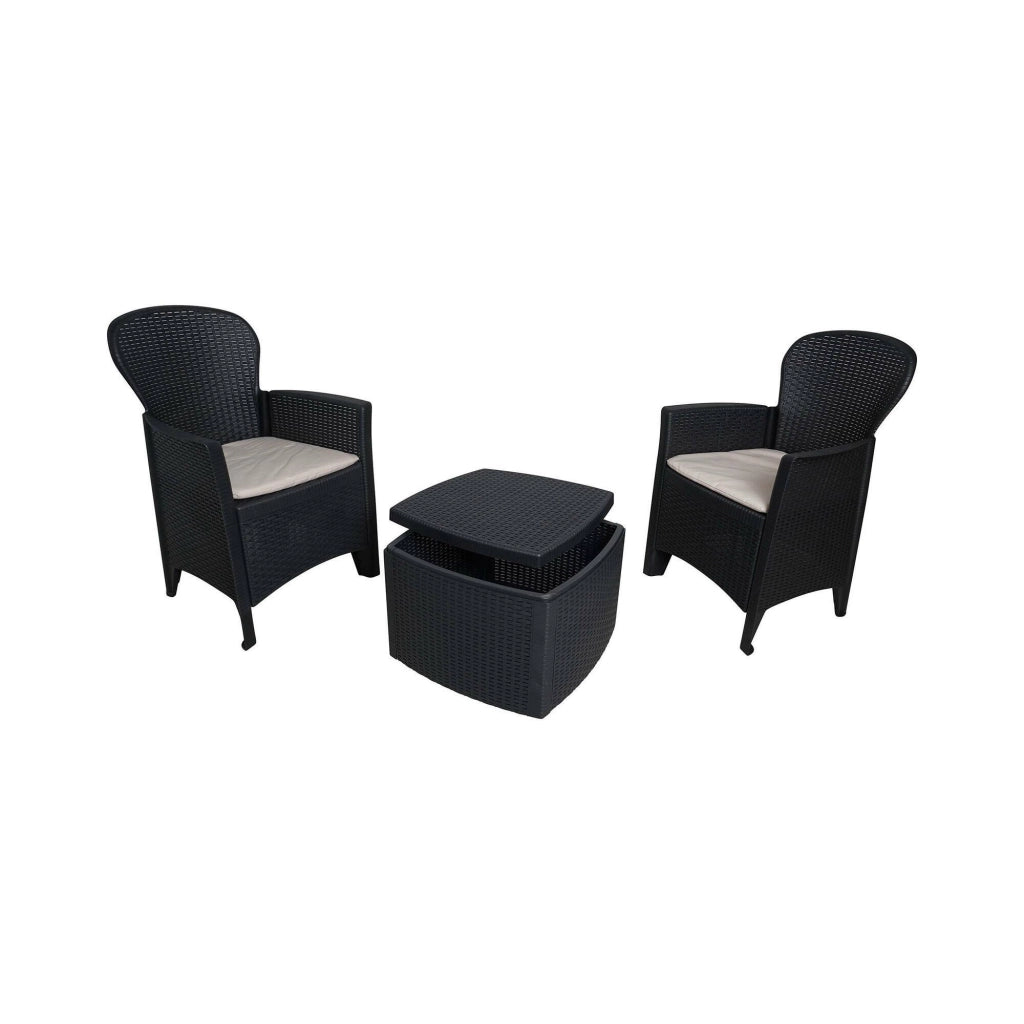 Salottino Outdoor Anny, set Salotto da Esterno 2 Posti Made in Italy, Nero Antracite