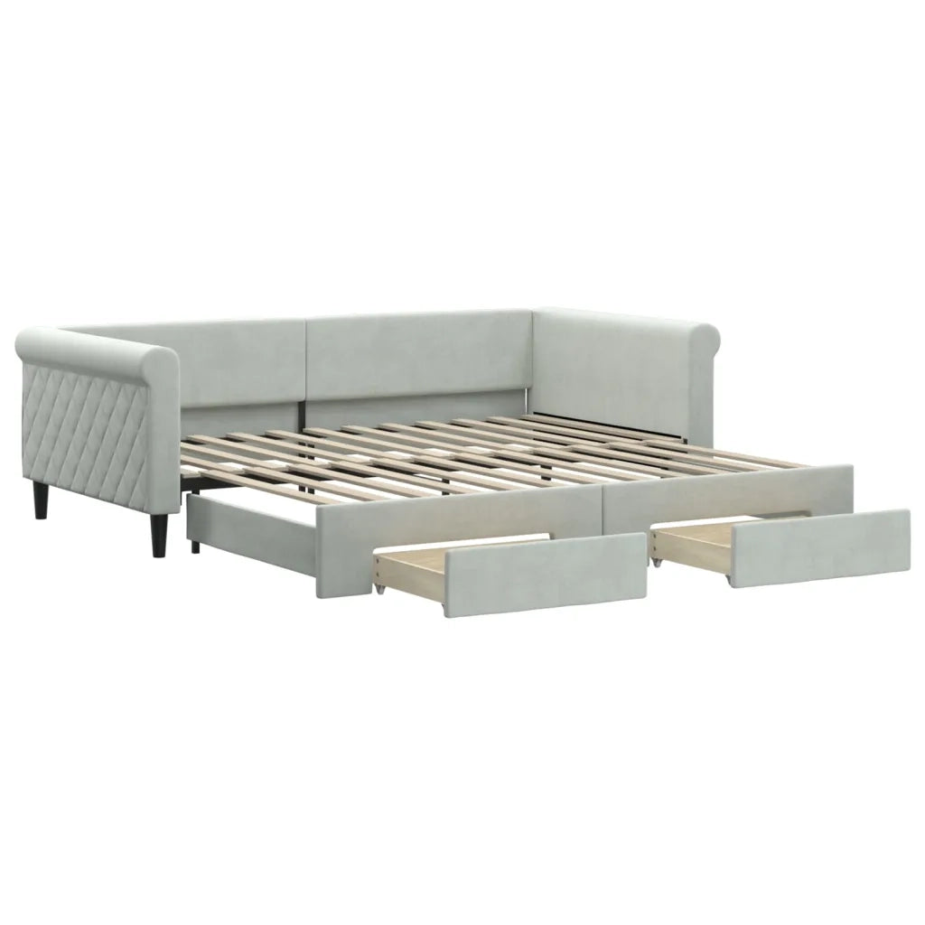 Divano letto | Sof¨¤ letto | Letto singolo Estraibile Cassetti Grigio Chiaro 100x200 Velluto
