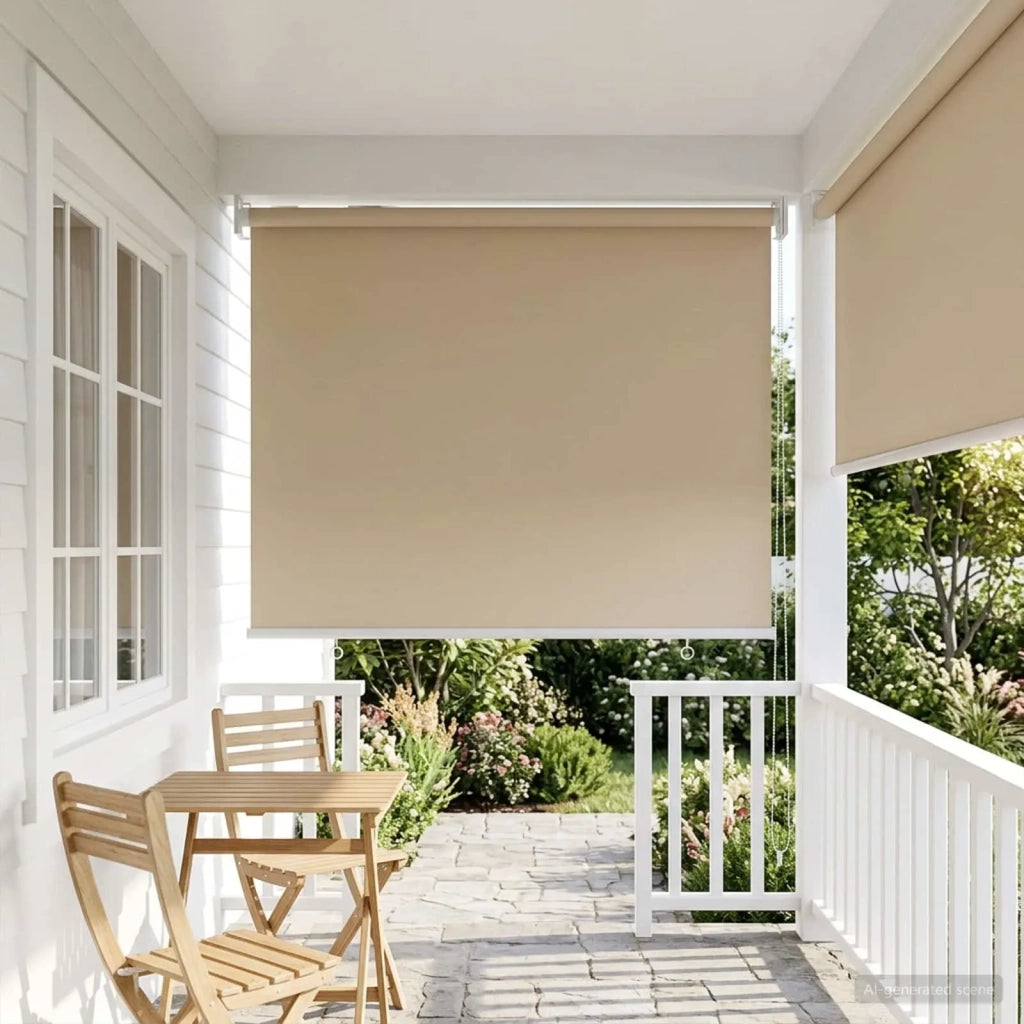 Voletta a rullo | Tenda a rullo con protezione UV Beige 80 x 140 cm Poliestere