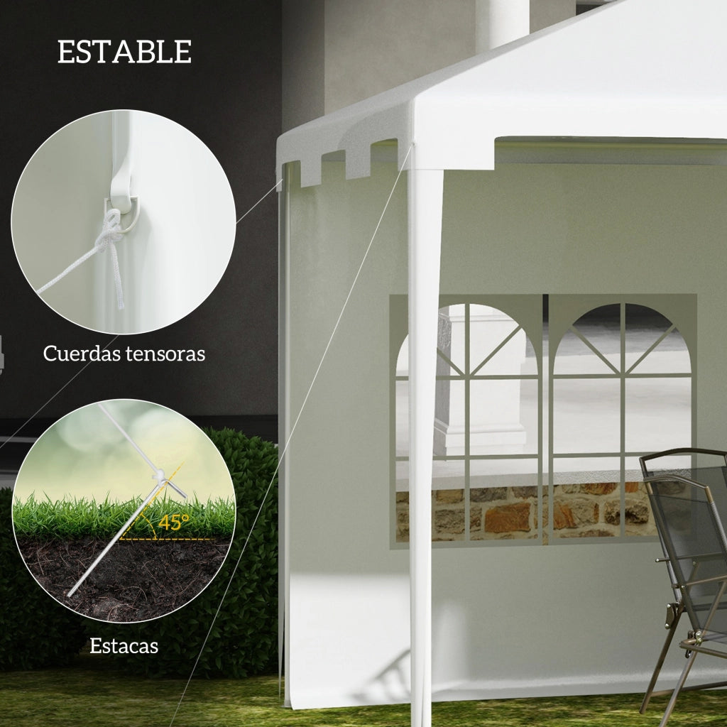 Gazebo Giardino 395x295x255 cm Sgonfiabile Esterno con 2 Finestre Anti-UV per Terrazza Patio Bianco ¨C zephmum