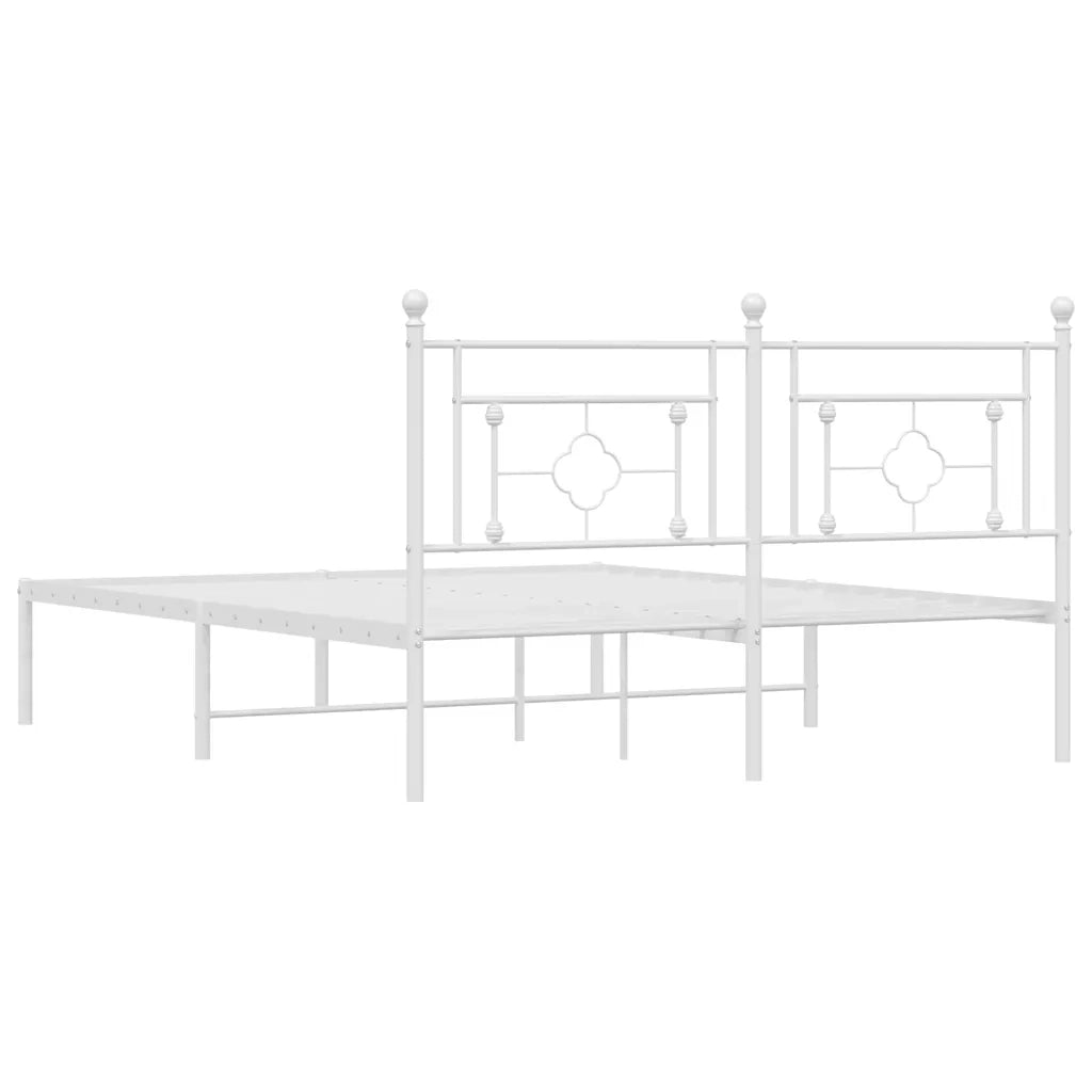 Giroletto con Testiera Metallo Bianco 150x200 cm 374390