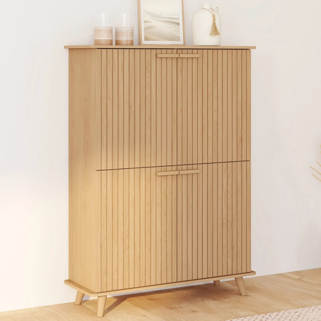 IDMarket - JULIETTE Contenitore a 4 ante in rovere con doghe in legno