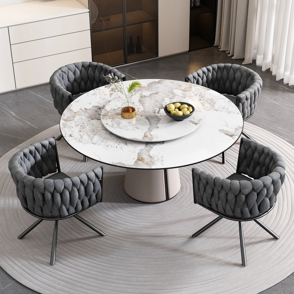 Set di 2 sedie da pranzo girevoli con rotazione 360 e schienale ergonomico; seduta imbottita in velluto grigio