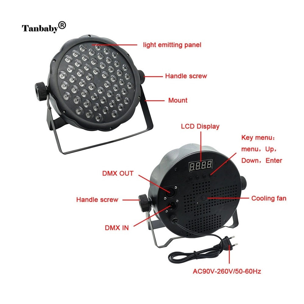 Trade Shop - Proiettore Slim Dmx512 Effetto Luce Flat Par Light Rgb+w Alta Luminosita 54 Led -