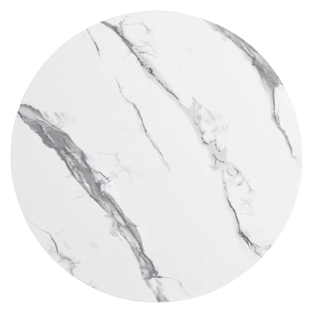 Set di 2 tavolini da salotto rotondi bianchi e neri con effetto marmo lucido, 60x60x45,5 cm e 50x50x32 cm, 2 cassetti, portata 30 kg