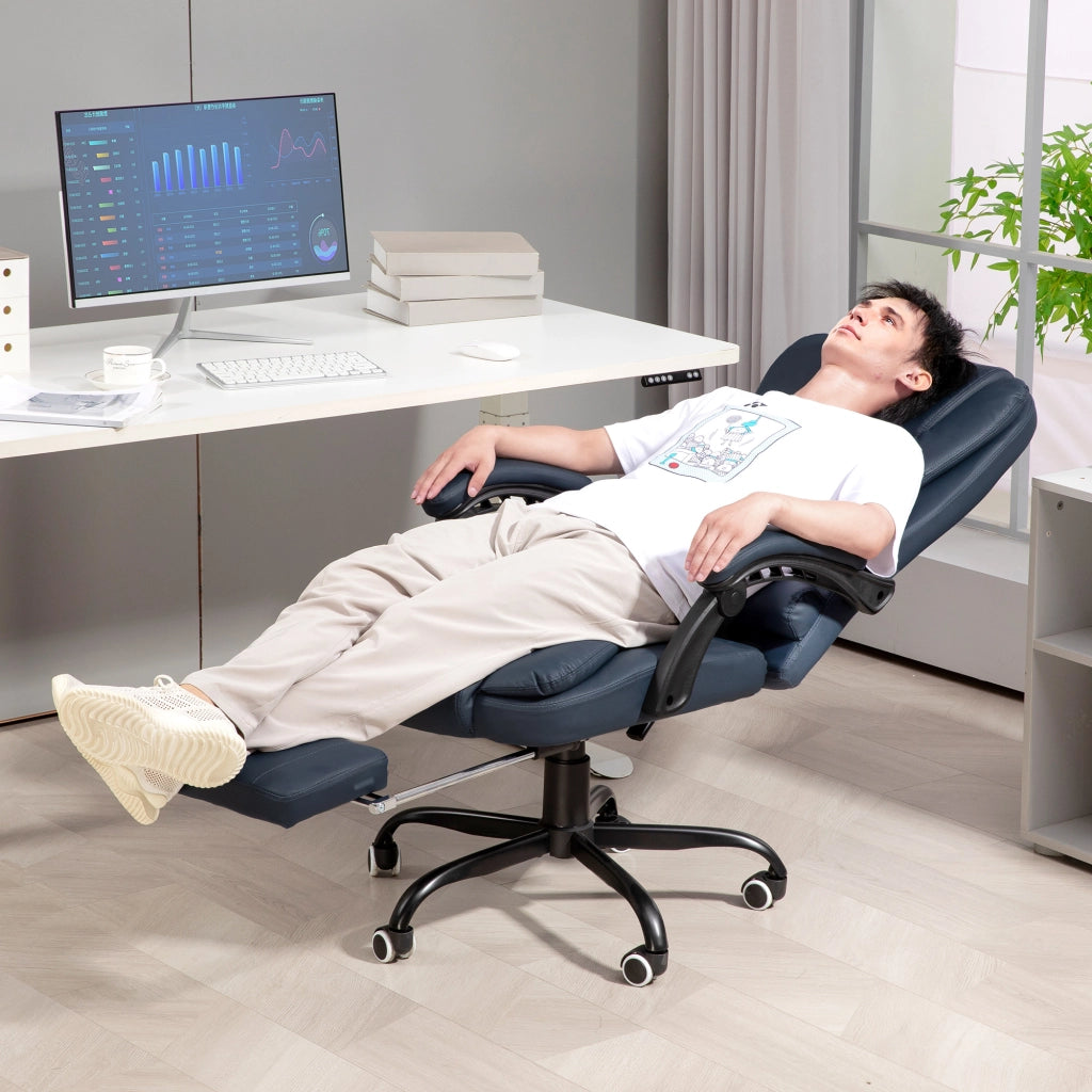 Poltrona massaggiante da ufficio ¨C Minimal ¨C blu, altezza regolabile, schienale reclinabile