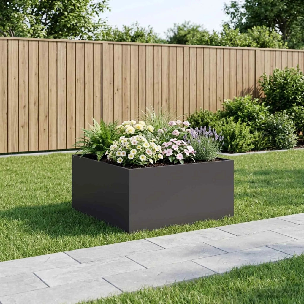 Vaso da giardino Nero 60 x 60 x 40 cm Acciaio laminato a freddo 8005092
