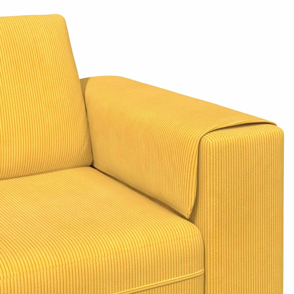 Divano Giallo Chiaro 250 x 77 x 76 cm Tessuto in Cords 3335106