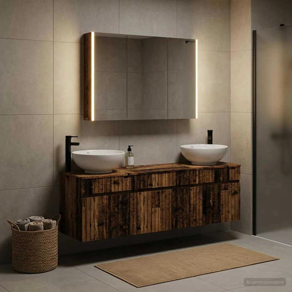 Set di Armadi da Bagno 4 pz Legno antico Legno ingegnerizzato 3406629