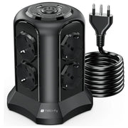 Techly IUPS-PCP-TOWER02 Multipresa a Torretta Salvaspazio 8 Posti Italiana Schuko 2 USB-A 2 USB-C 4000W 16A colore Nero