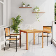 Set da Pranzo per Giardino 3 pcs Nero Legno di Acacia Massello